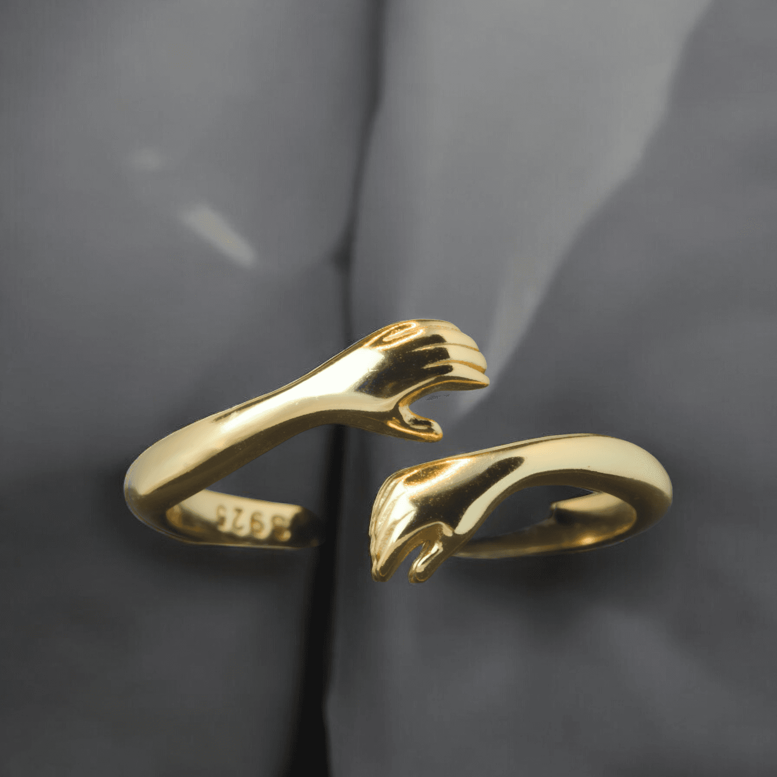 Pierścionek PRZYTULENIE srebro 925 pozłacany