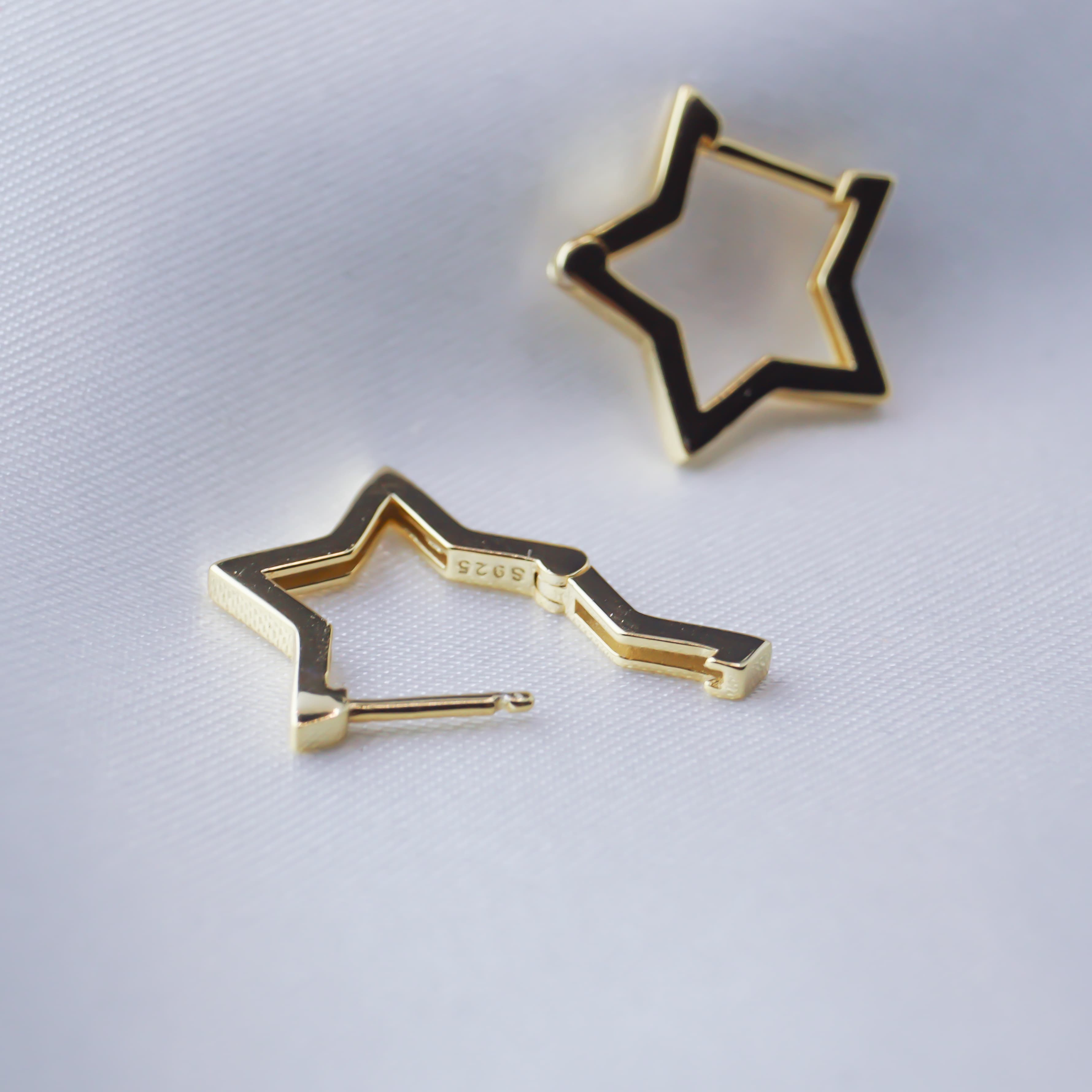 Gwiazdki kolczyki złote srebro 925 gwiazdy