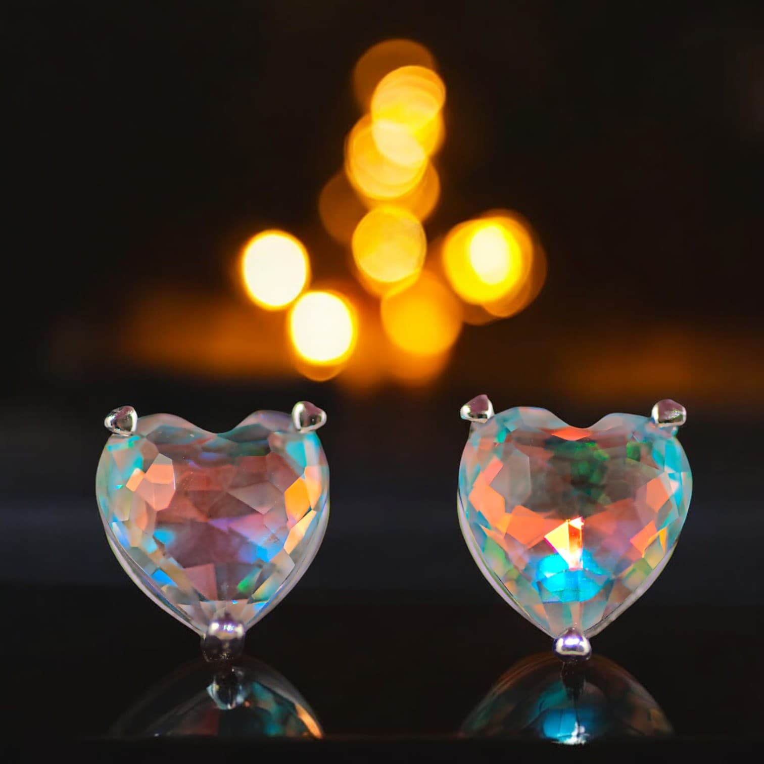 Kolczyki w kształcie serca z migoczącego szkła  Srebro 925 platyna