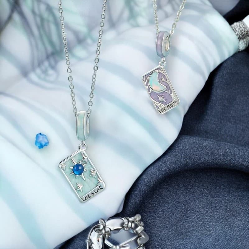 Charms Karta tarota Księżyc Srebro wróżba wielkie arkana