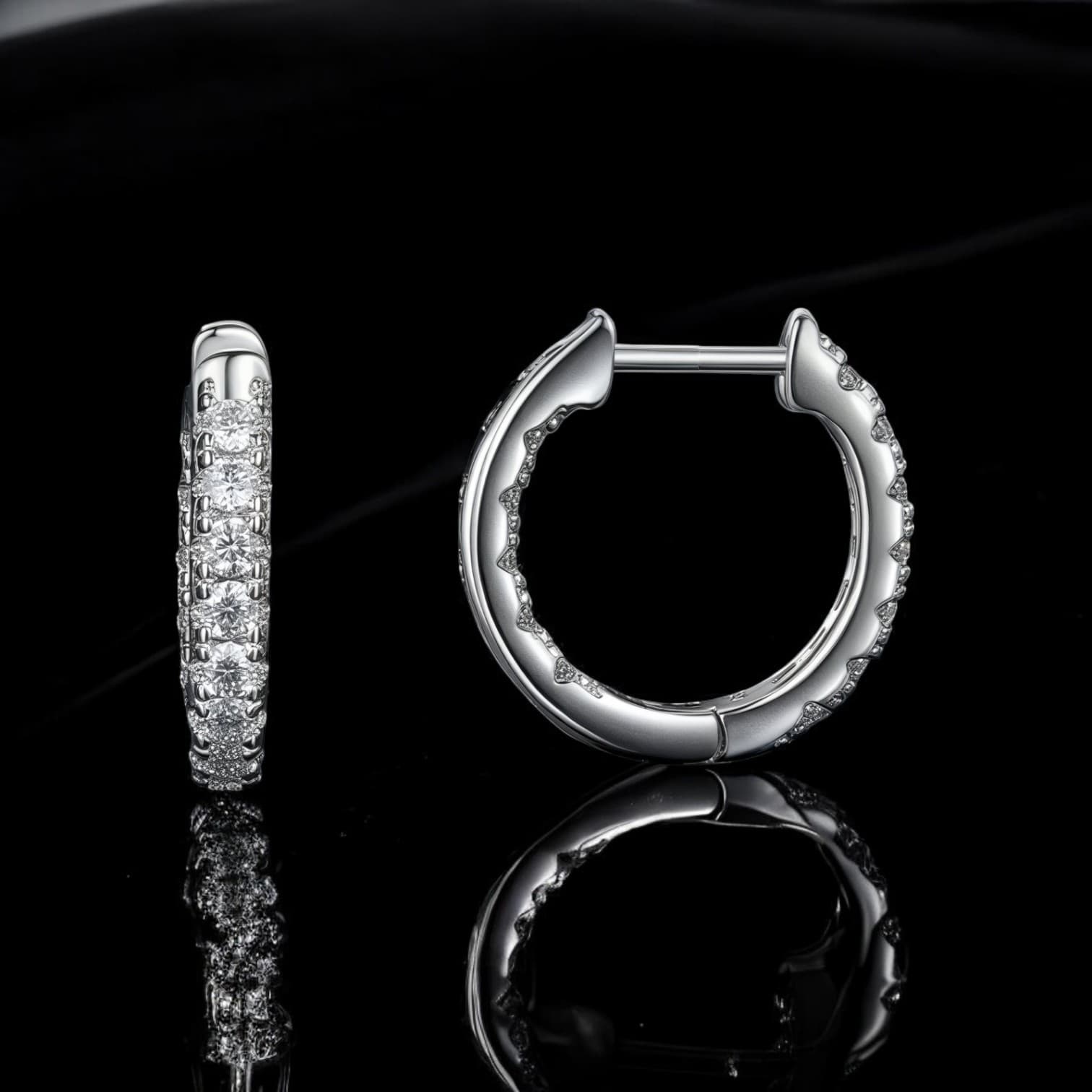 Kolczyki moissanit KOŁA srebro 925 białe złoto