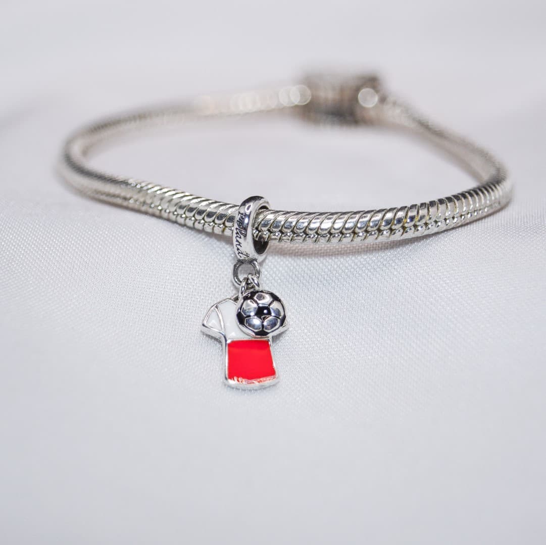 Charms Piłka nożna Polska reprezentacja srebro 925 oksydowane Poland