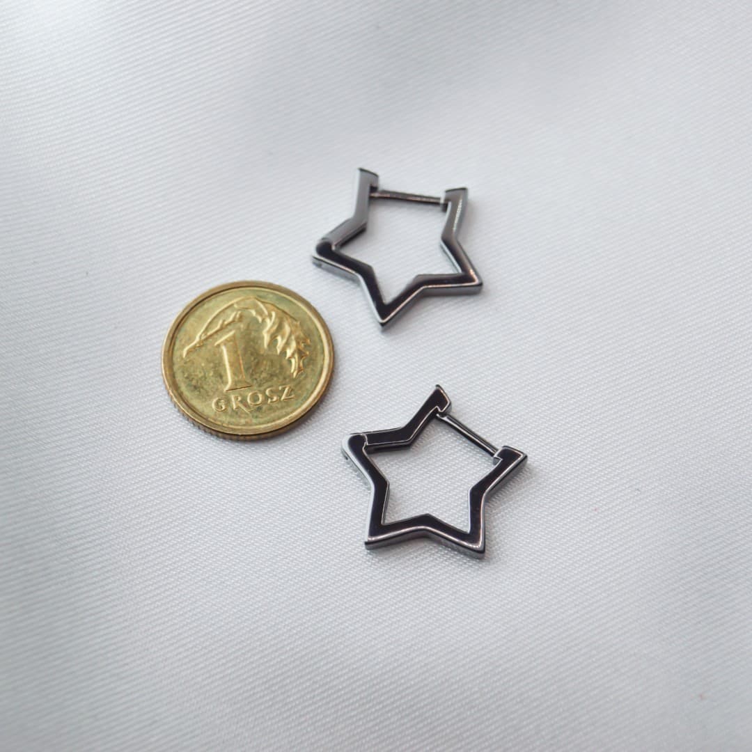 Gwiazdki kolczyki czarne srebro 925 gwiazdy czarne złoto