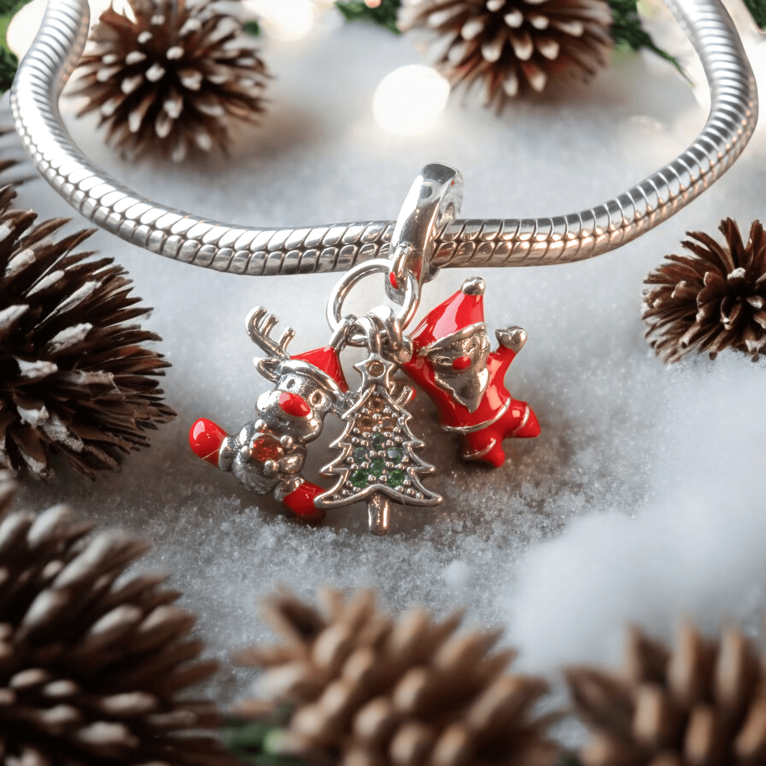 Zawieszka Świąteczna Mikołaj Choinka Renifer srebro 925