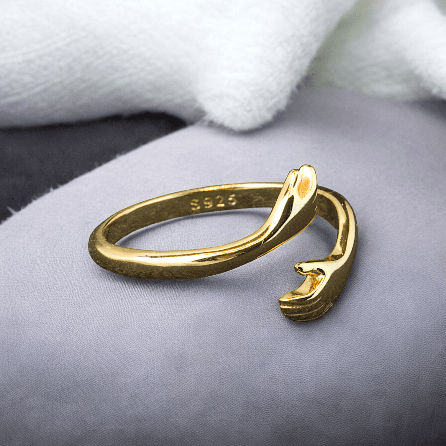 Pierścionek PRZYTULENIE srebro 925 pozłacany