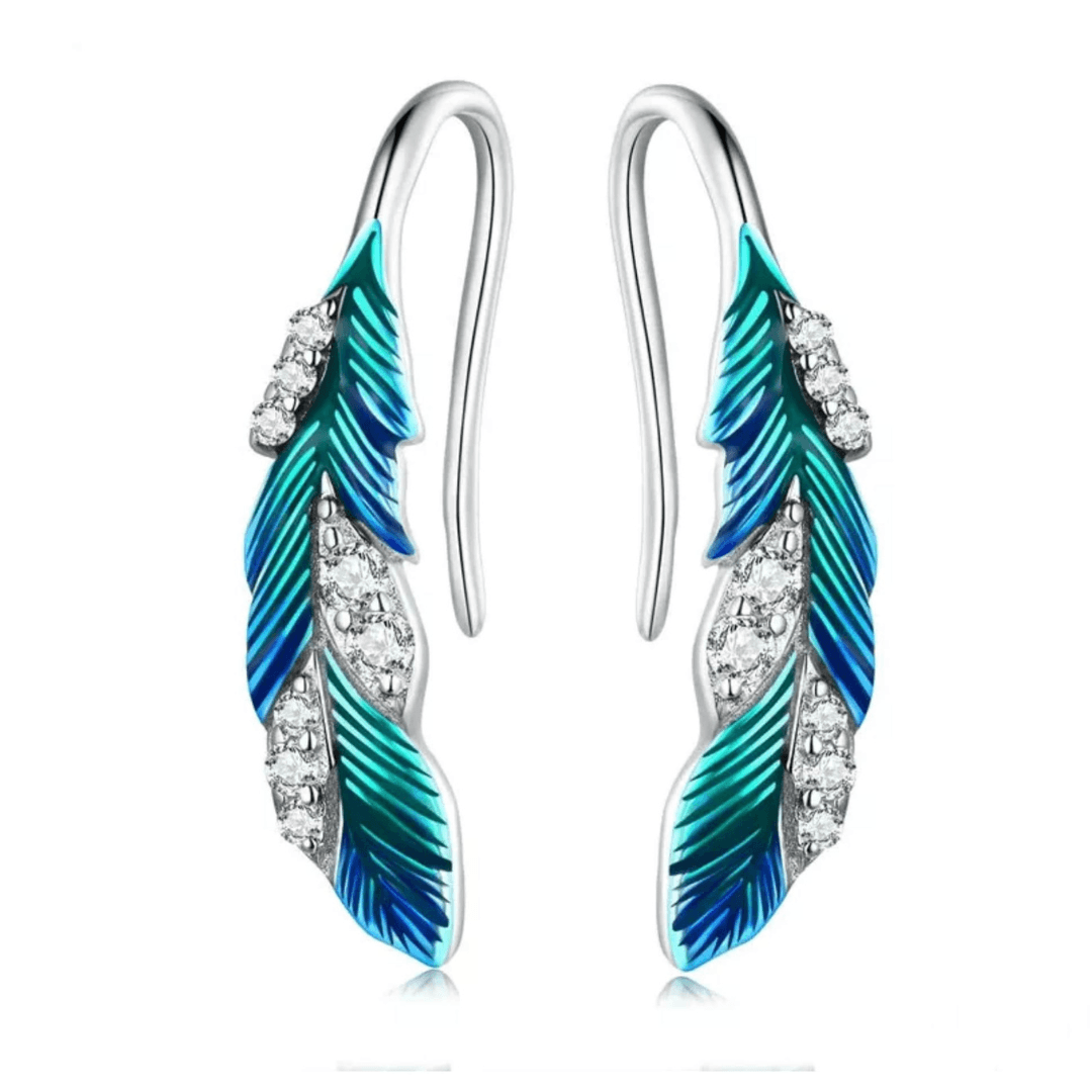 Kolczyki Piórko srebro 925 boho