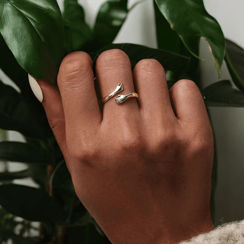 Pierścionek PRZYTULENIE srebro 925 pozłacany