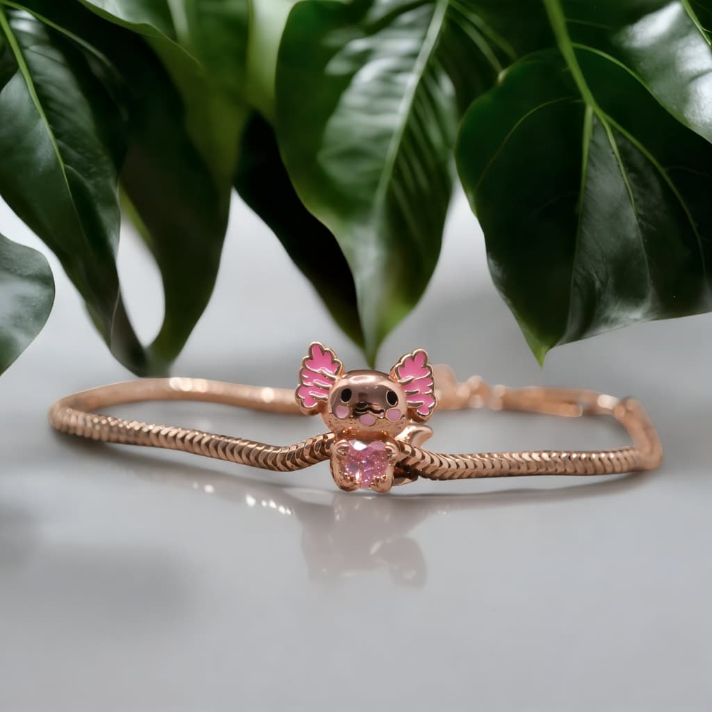 Charms AKSOLOTL srebro 925 różowe złoto Axolotl rose gold