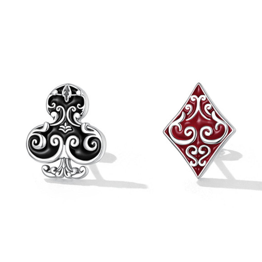 Kolczyki Asymetryczne Poker Karty srebro 925