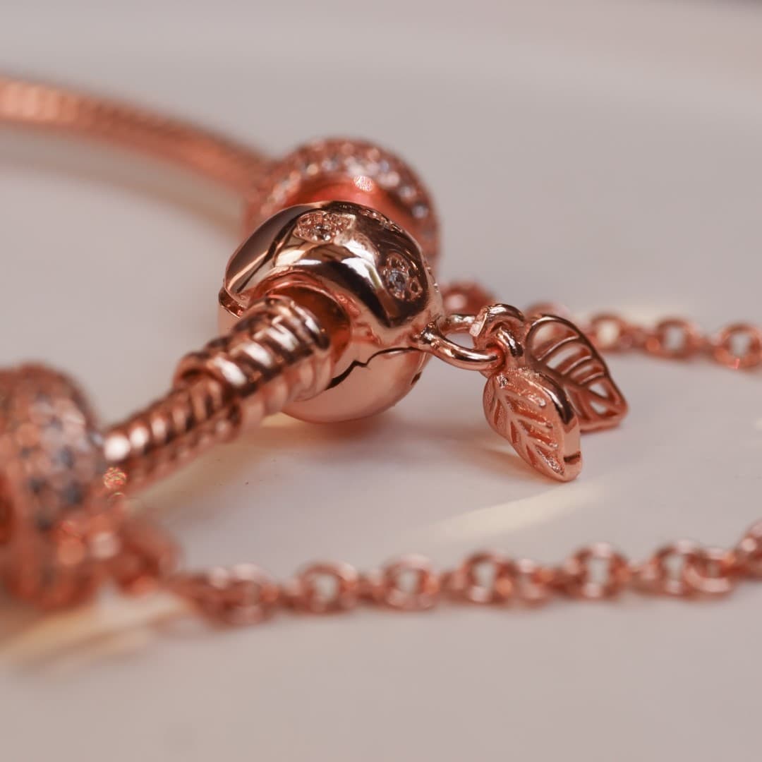 Łańcuszek zabezpieczający z gwintem srebro 925 różowe złoto rose gold