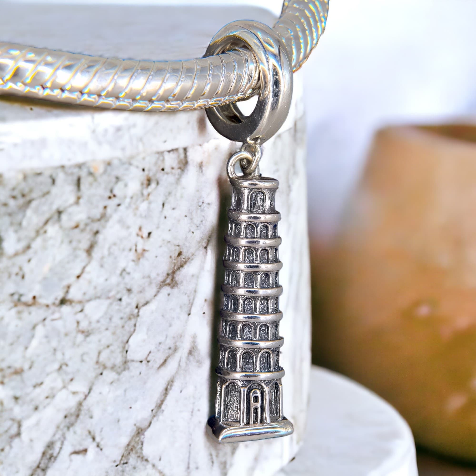 Charms KRZYWA WIEŻA W PIZIE srebro 925 włochy