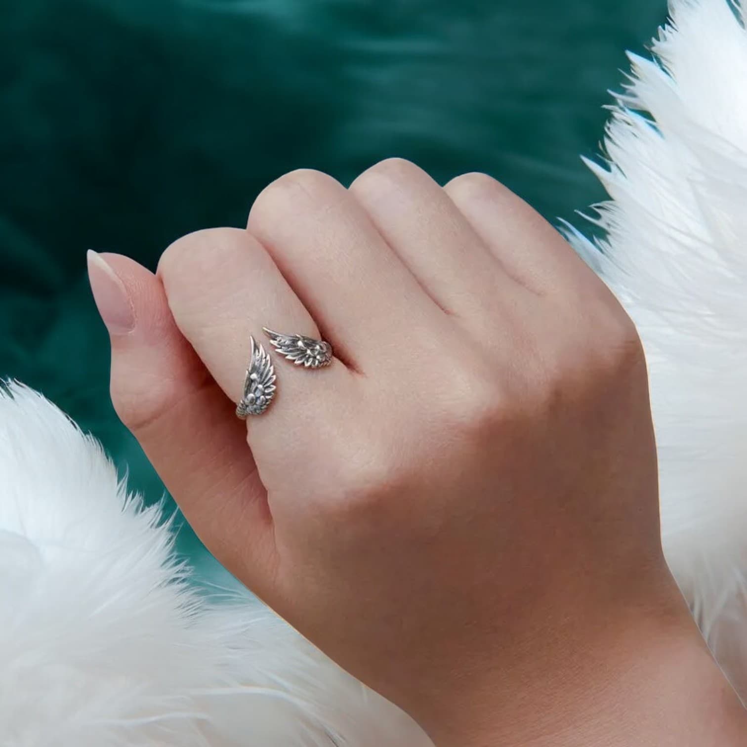 Pierścionek Skrzydła Anioła w stylu Vintage srebro 925