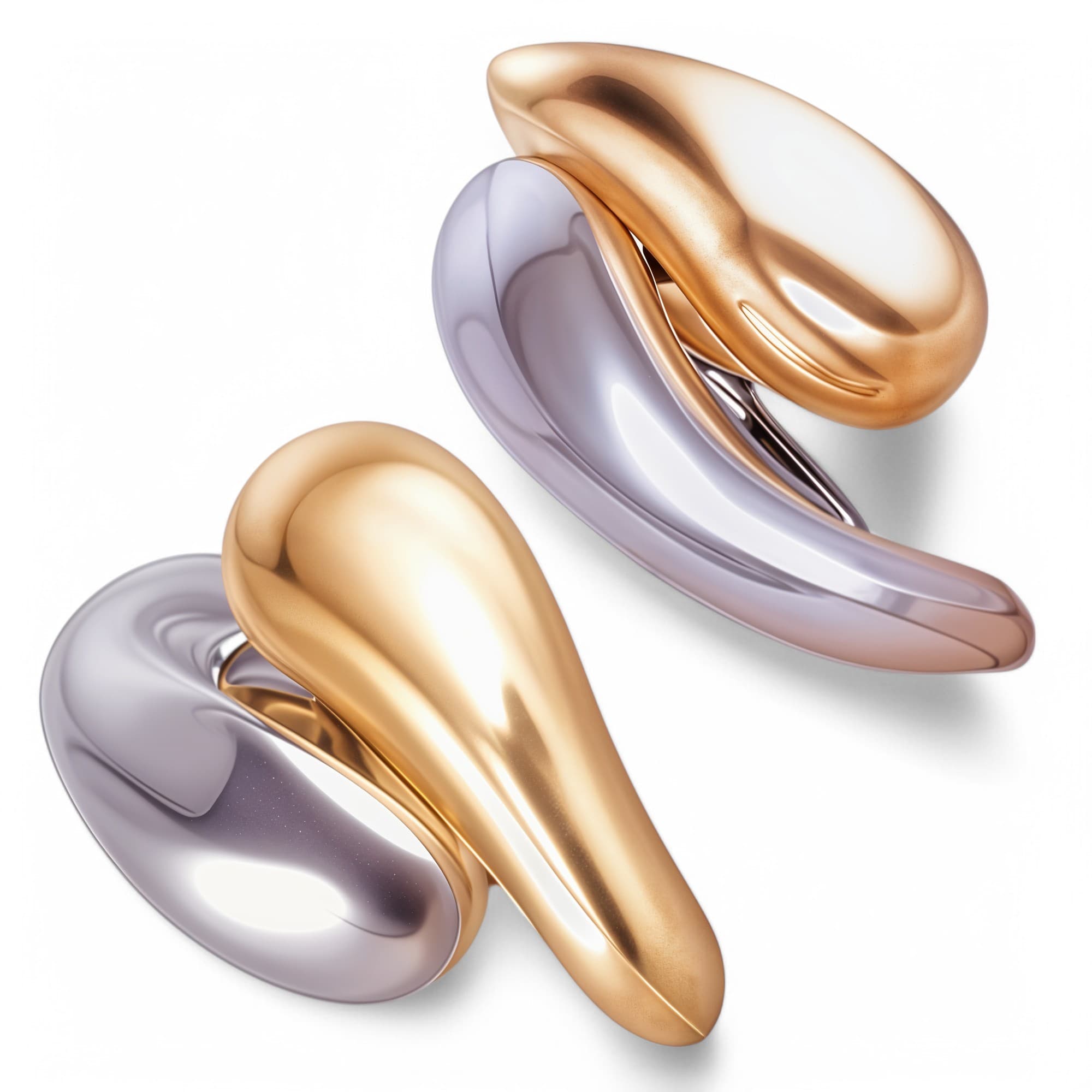 Kolczyki Srebrne Duo Gold Kropla Wody kropla złoto białe złoto