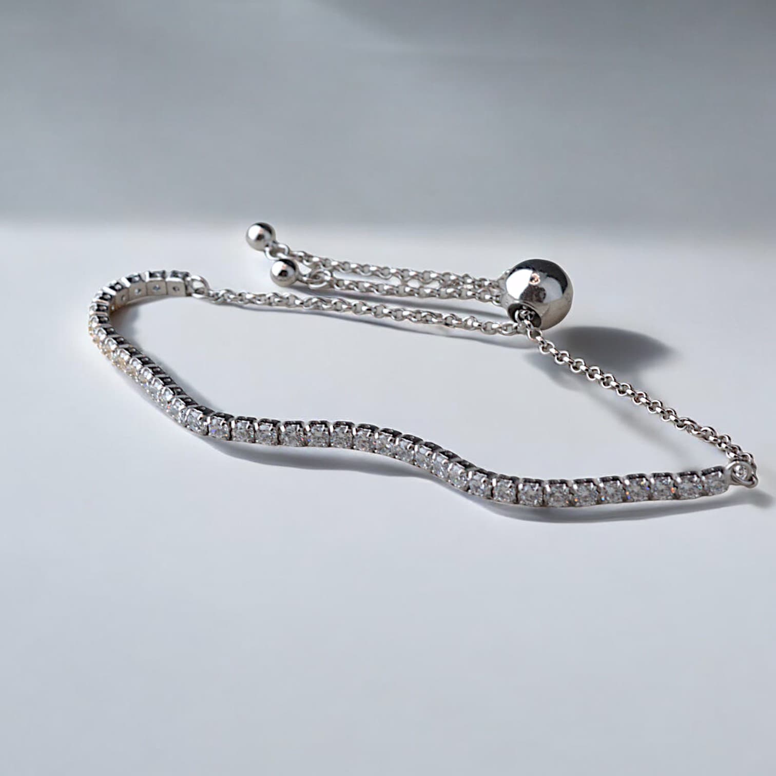 LŚNIĄCA BRANSOLETKA tenisowa srebro 925 platyna