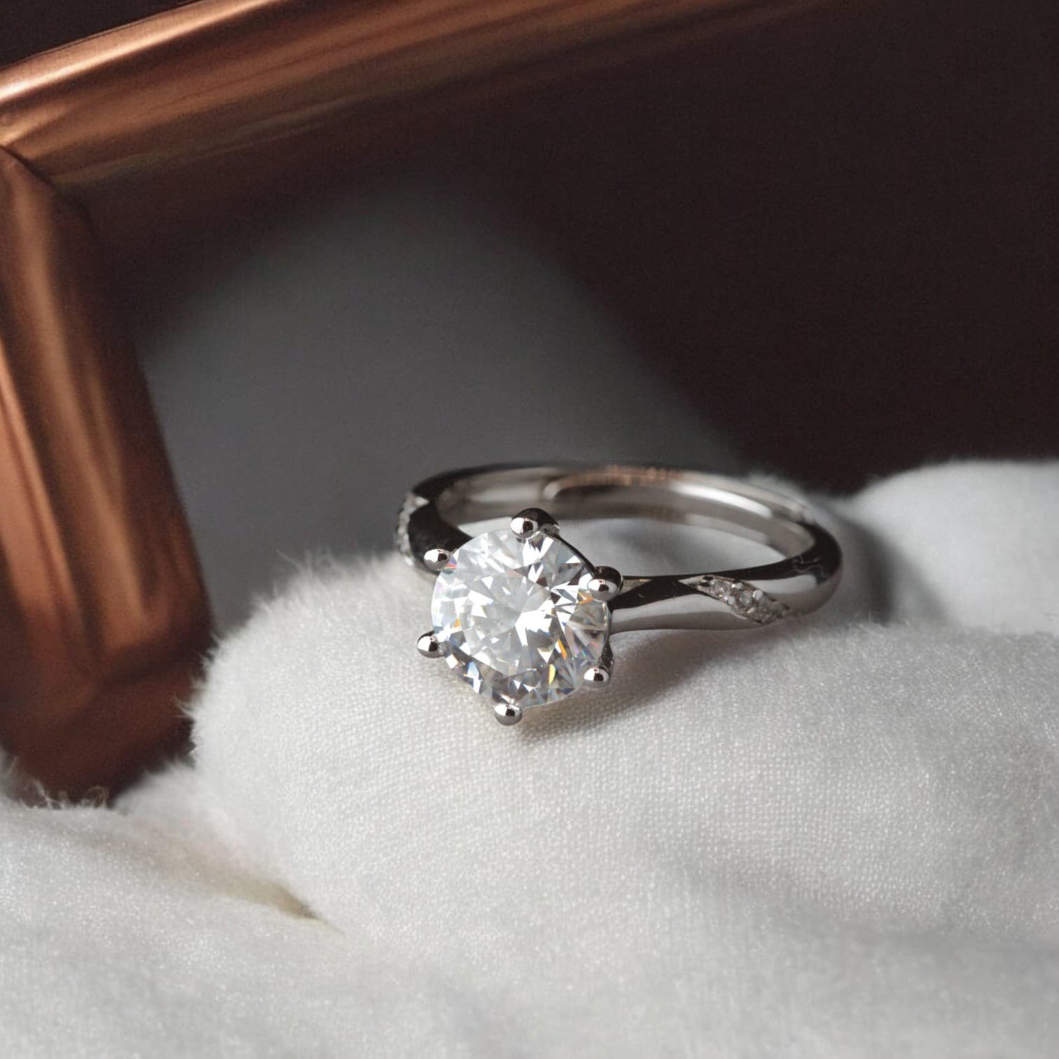 Pierścionek MOISSANITE 2 ct rozmiar regulowany