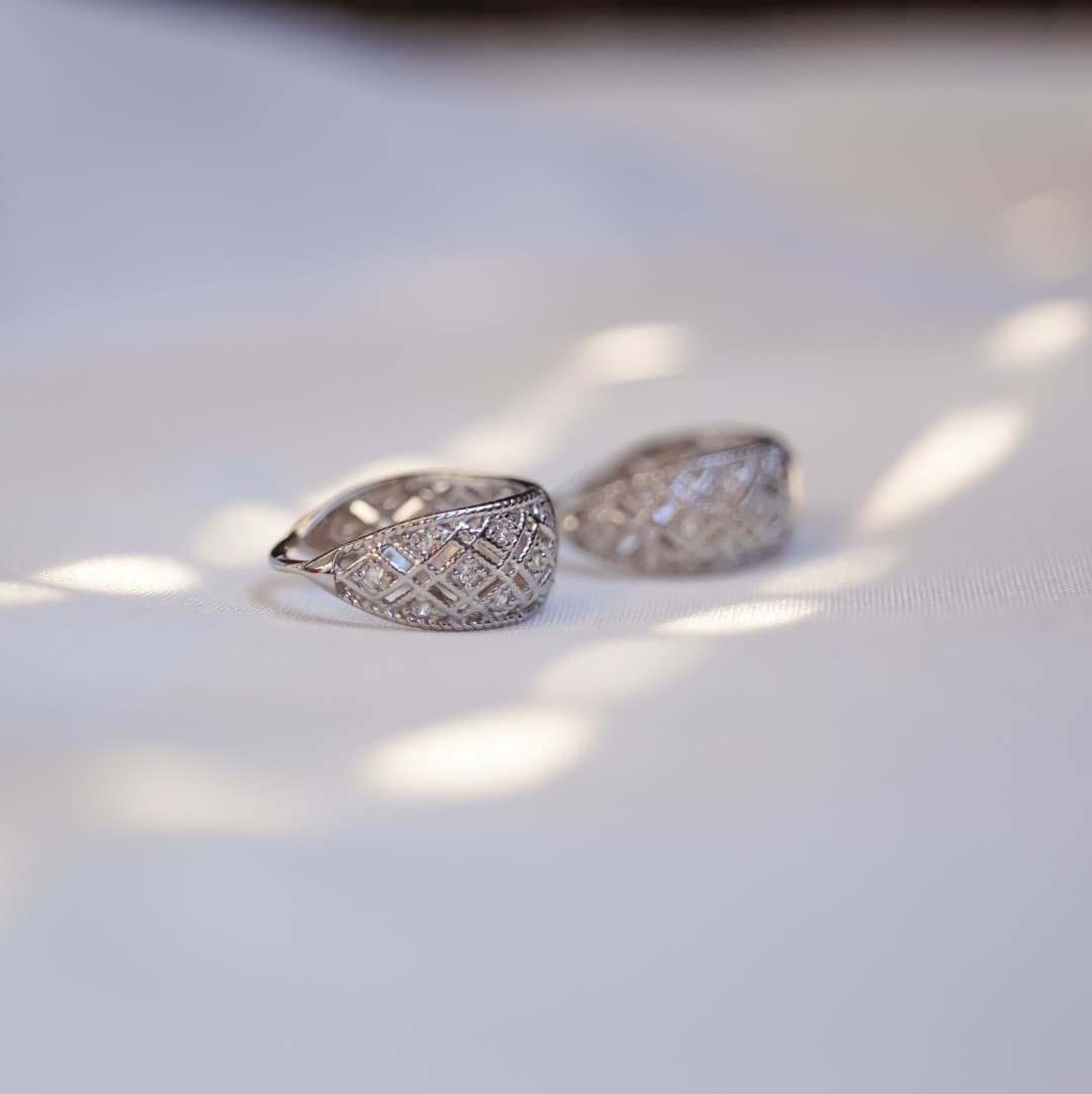 Kolczyki Koronkowe Srebro 925 białe złoto