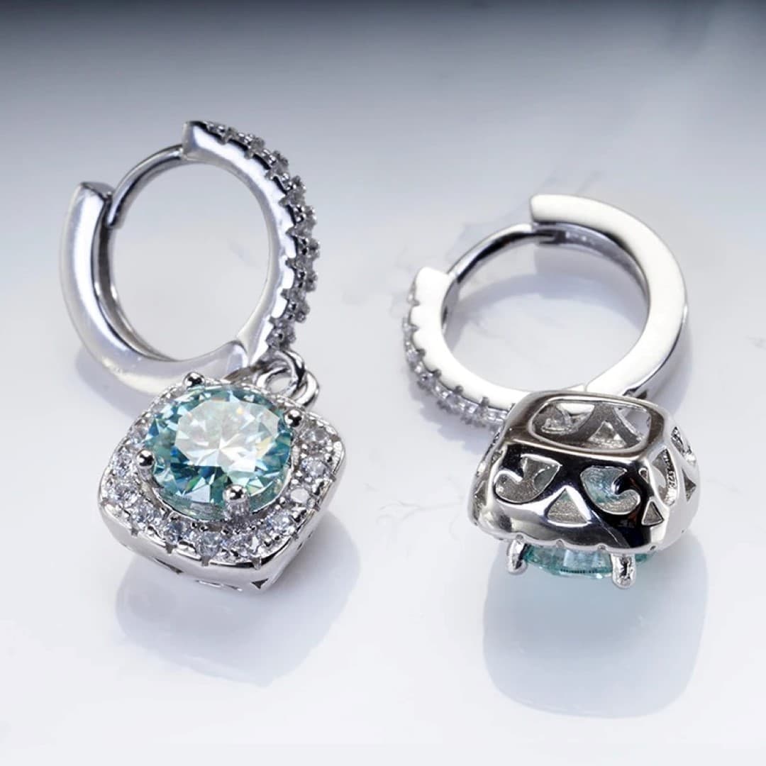 Kolczyki Halo Moissanit srebro 925