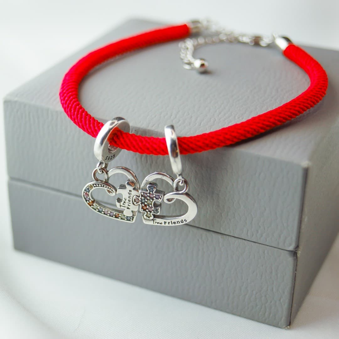 Bransoletka sznurkowa gruba Srebro 925 i platyna