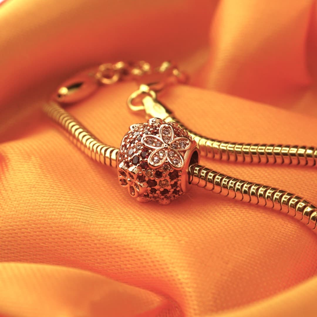 Charms Srebro 925 Kwiatowa Łąka różowe złoto rose gold
