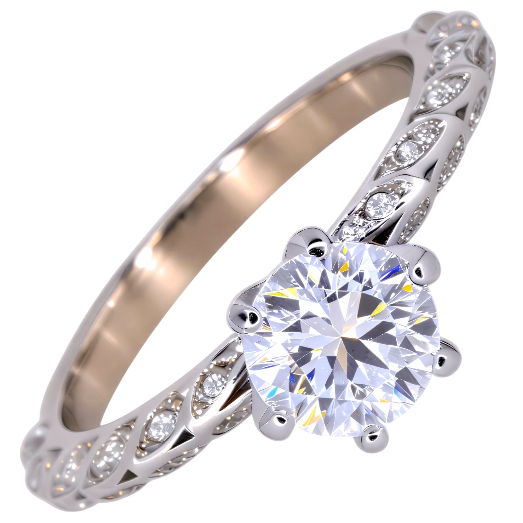 Pierścionek "Aurora Twist" z Moissanitem 1 ct – Klasyczna Elegancja srebro platyna