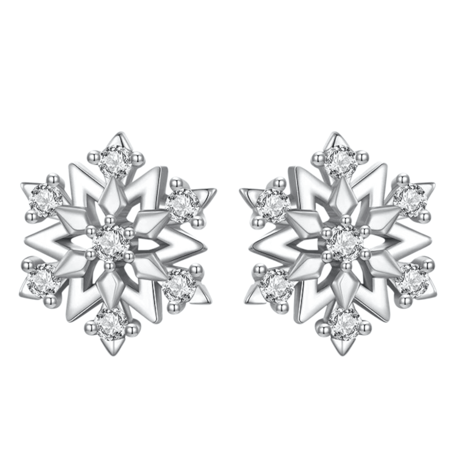 Kolczyki PŁATEK ŚNIEGU srebro 925 białe złoto z kryształkami