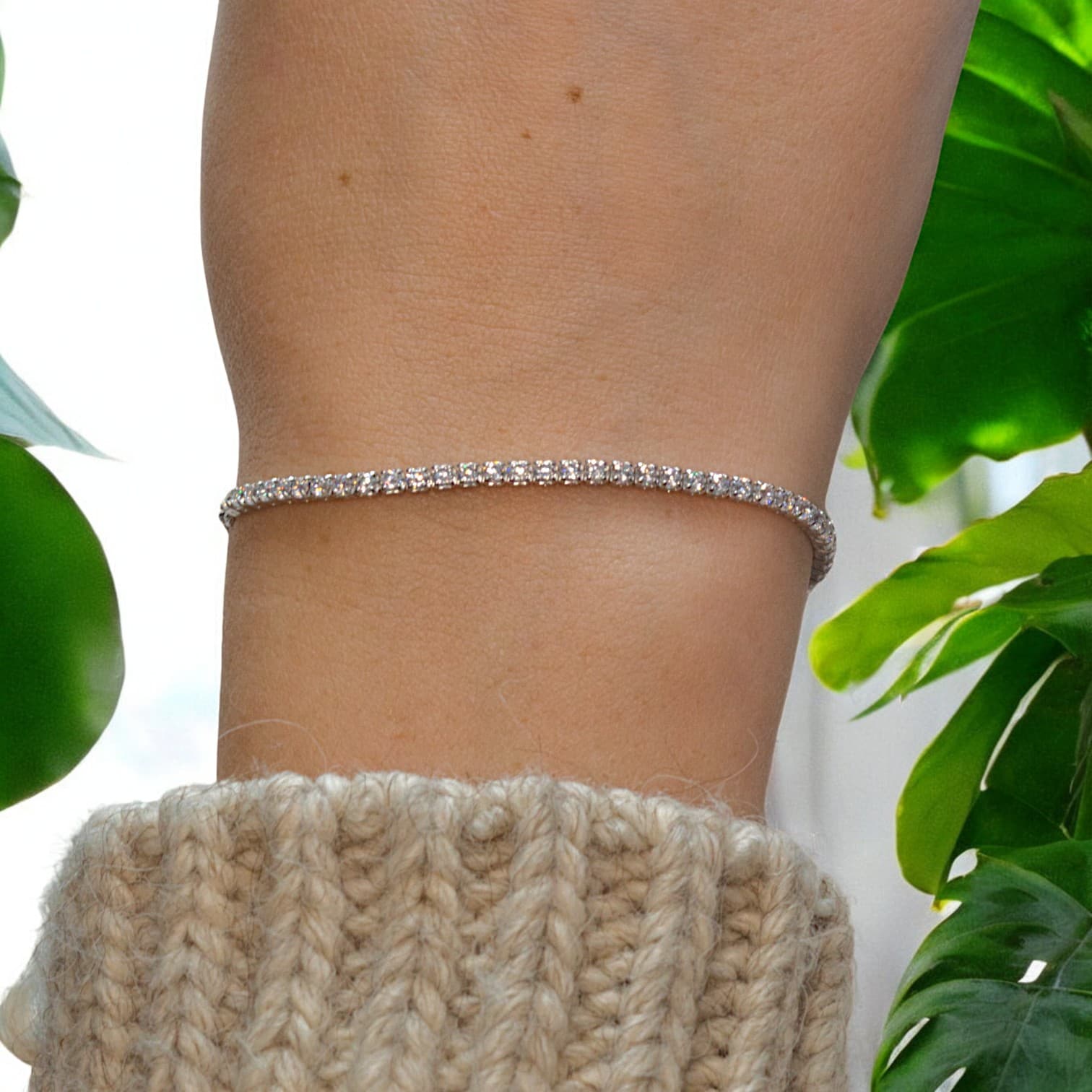 LŚNIĄCA BRANSOLETKA tenisowa srebro 925 platyna