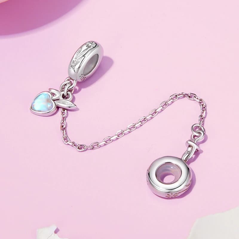 Łańcuszek zabezpieczający do bransoletki Pandora Króliczek srebro 925 białe złoto