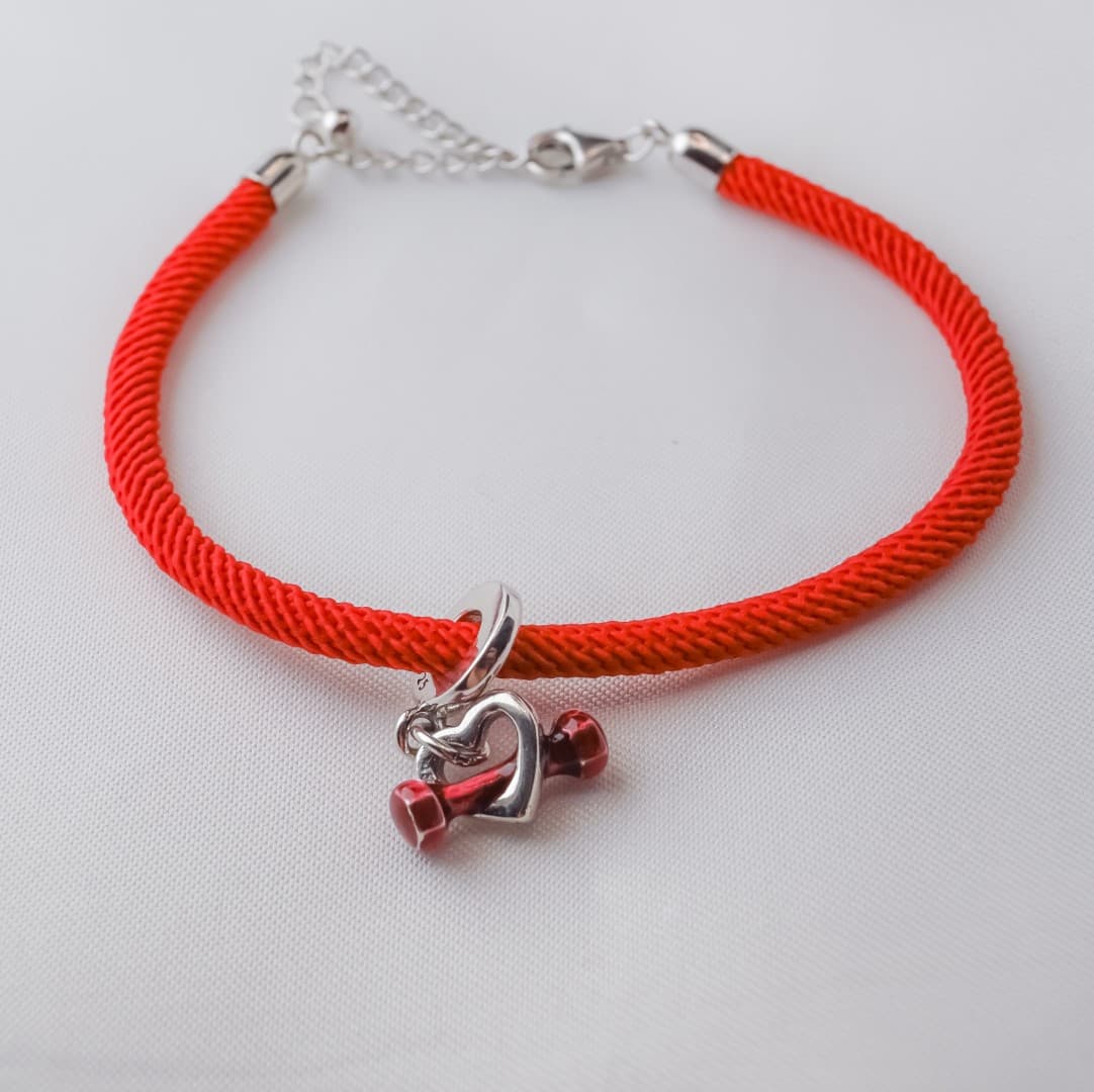 Bransoletka sznurkowa gruba Srebro 925 i platyna