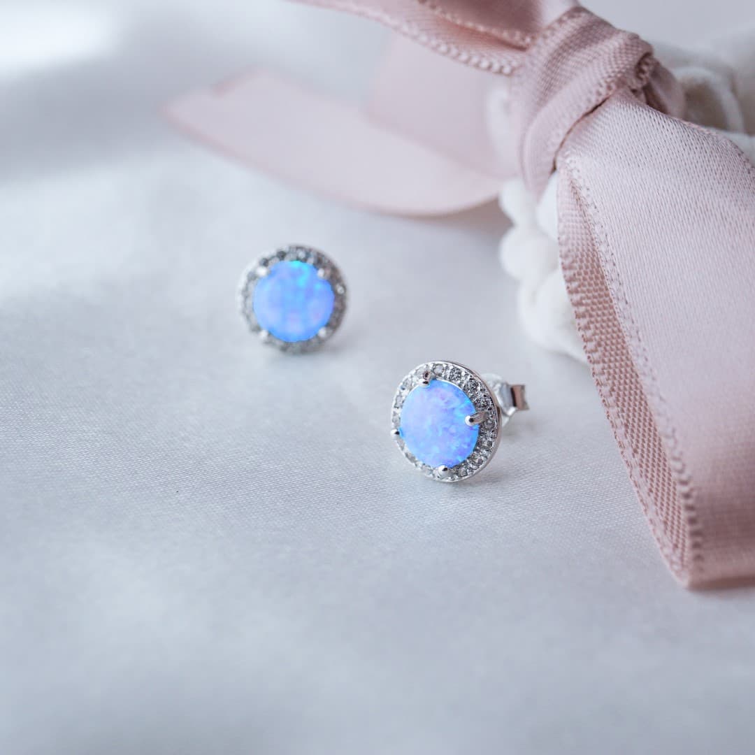 Opalizujące kolczyki srebro 925 opal