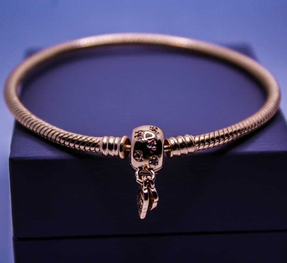 Bransoletka do charms modułowa typu Pandora w kolorze różowego złota
