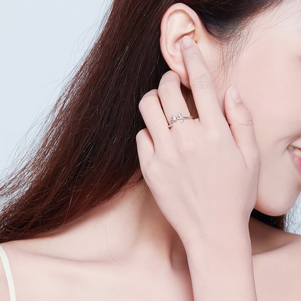 Pierścionek Róża srebro 925 platyna