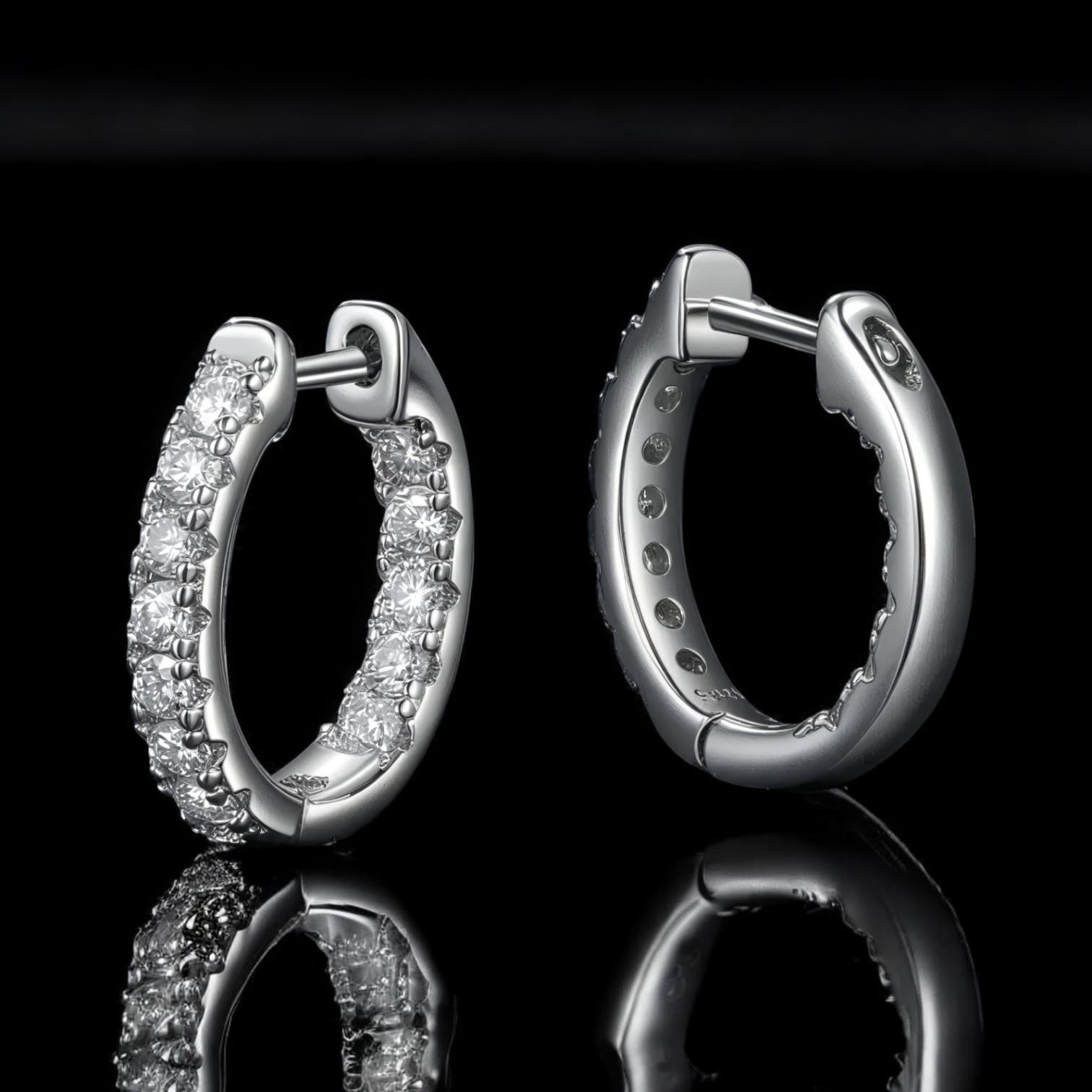 Kolczyki moissanit KOŁA srebro 925 białe złoto