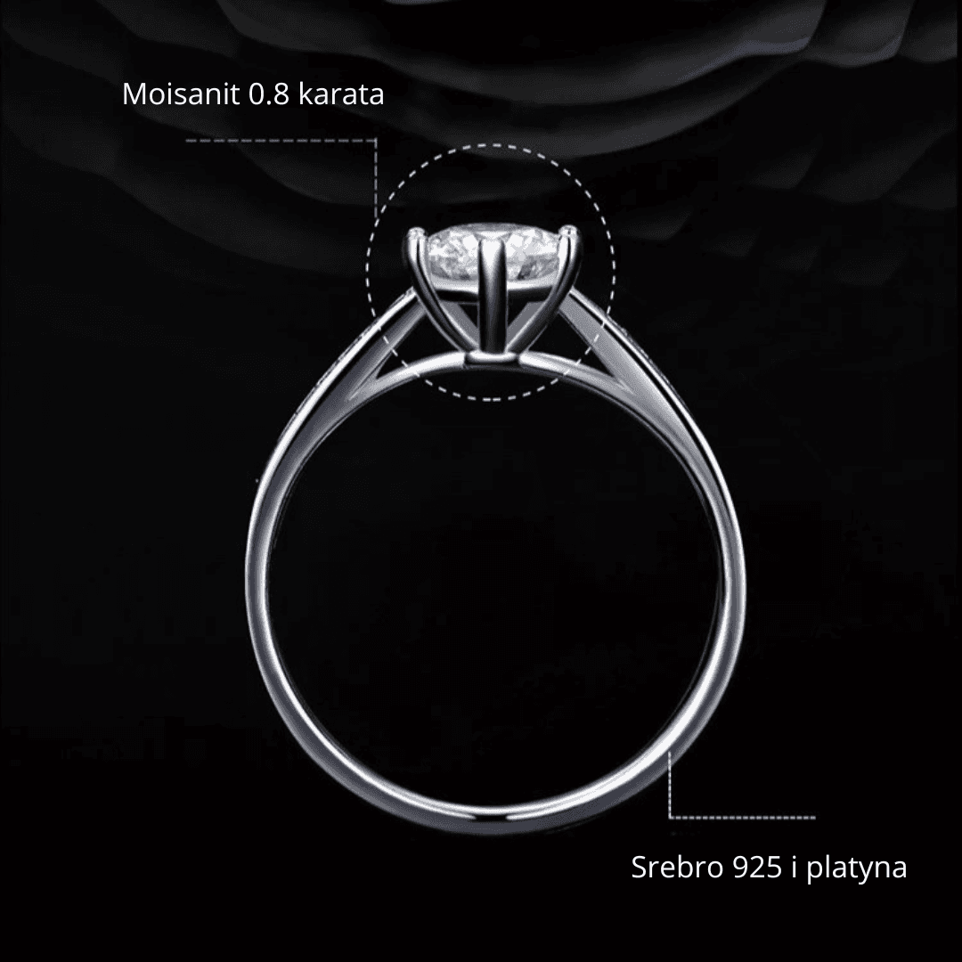 Pierścionek ze srebra 925 z diamentem moissanite 0.8 CT moissanit