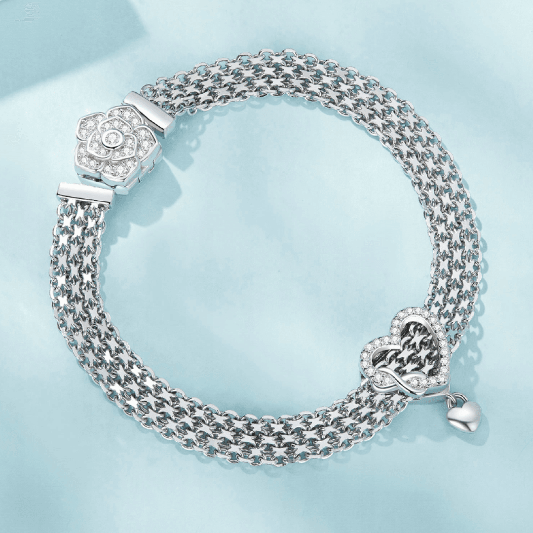 Charms Reflexions Nieskończoność srebro 925 zawieszka do płaskiej bransoletki serce