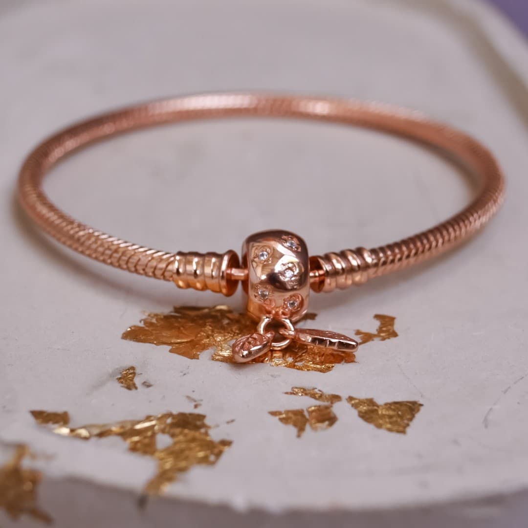 Bransoletka do charms modułowa typu Pandora w kolorze różowego złota