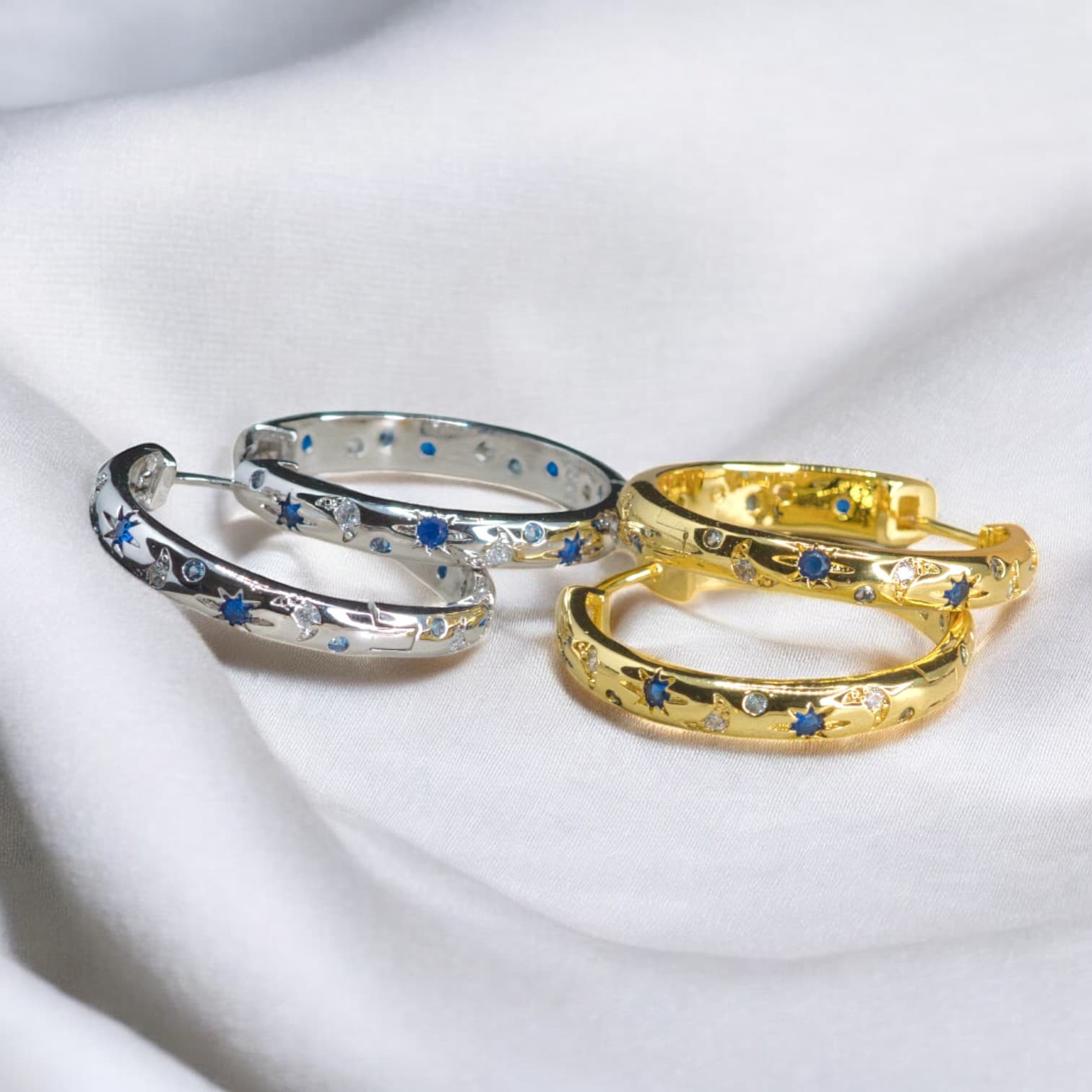 Kolczyki ROZGWIEŻDŻONE NIEBO srebro złote