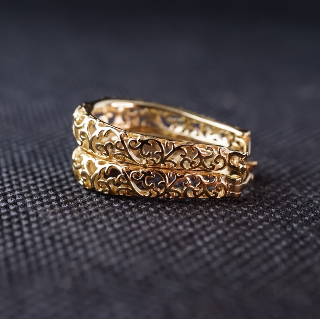 Kolczyki Vintage Winorośl srebro 925 pokryte 18 karatowym złotem Retro