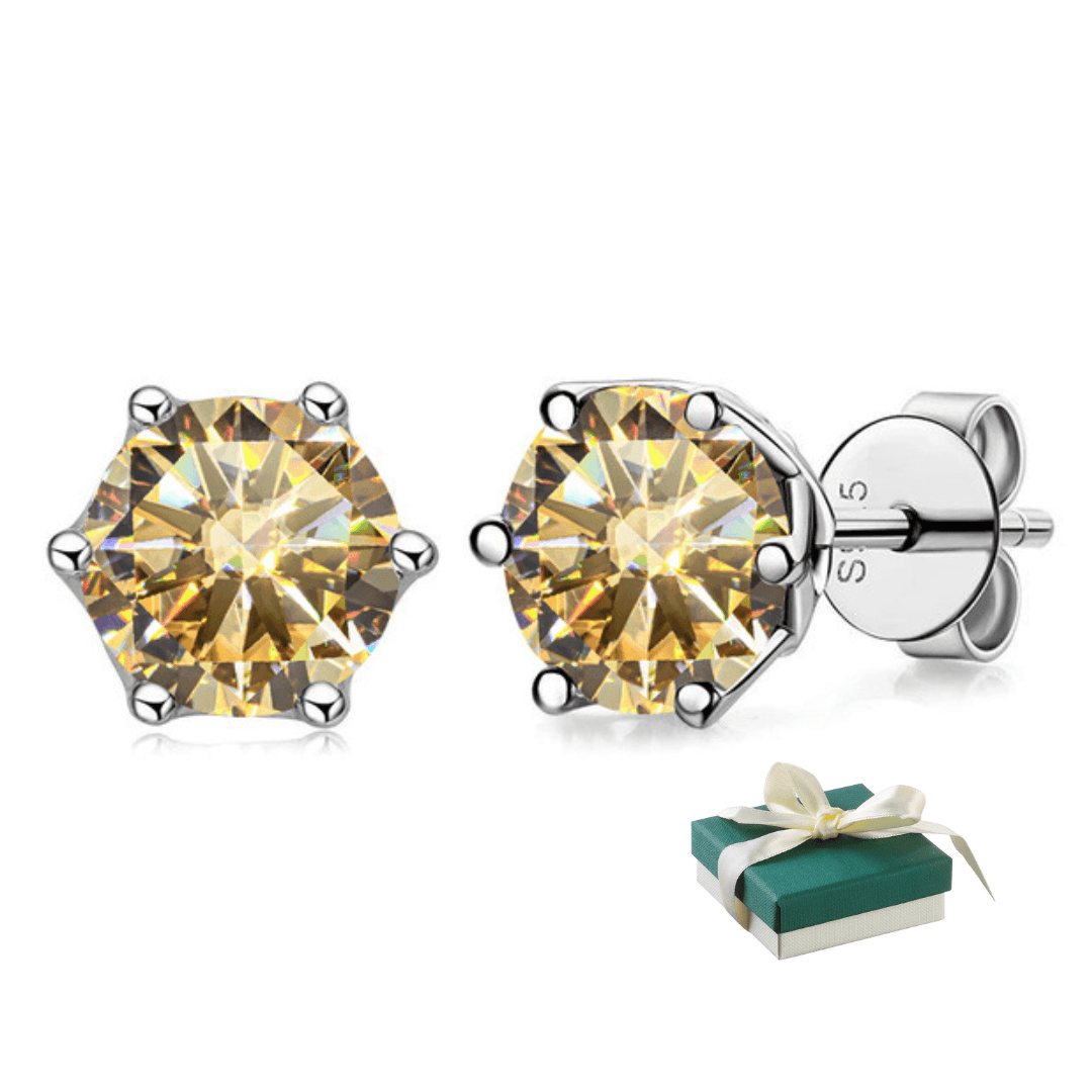 Kolczyki z diamentem Moissanite szampański Srebro 925 Moissanit