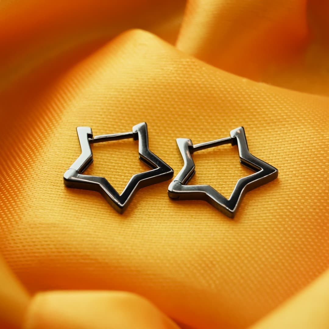 Gwiazdki kolczyki czarne srebro 925 gwiazdy czarne złoto