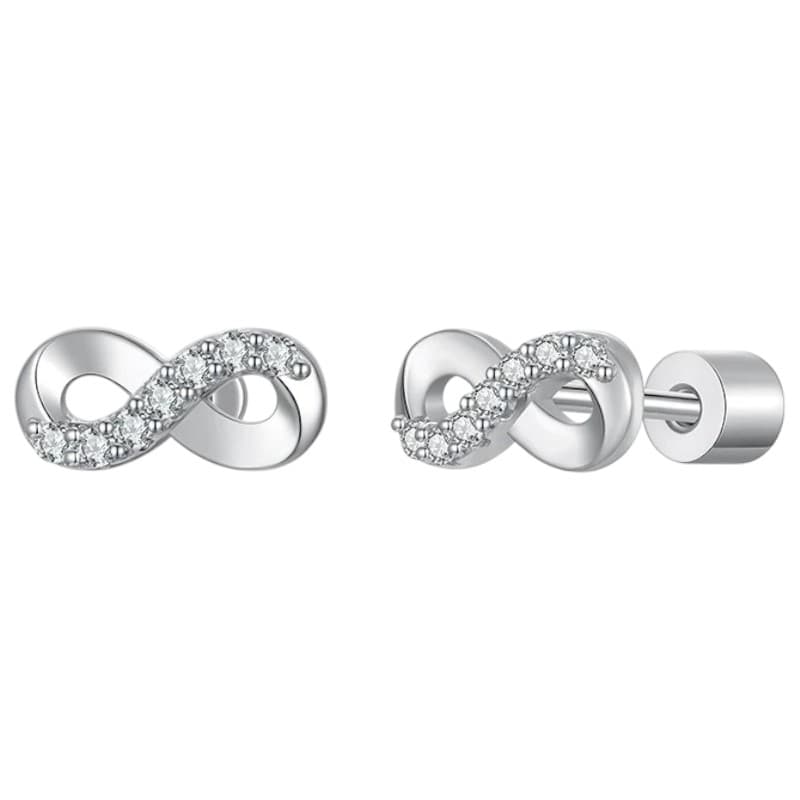 Kolczyki NIESKOŃCZONA MIŁOŚĆ moissanit sztyft brylant srebro walentynki