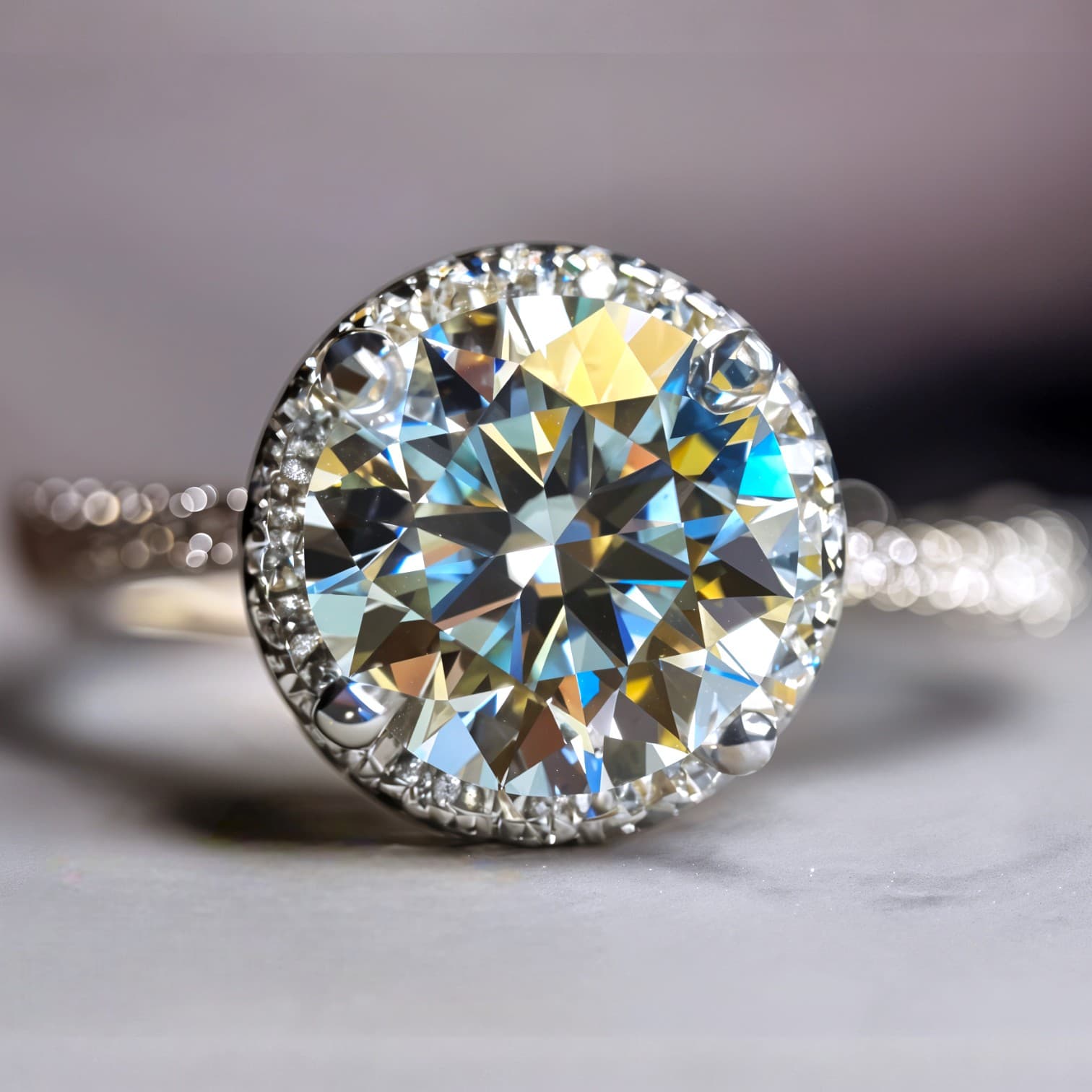 Pierścionek Halo Moissanite 2 ct srebro 925