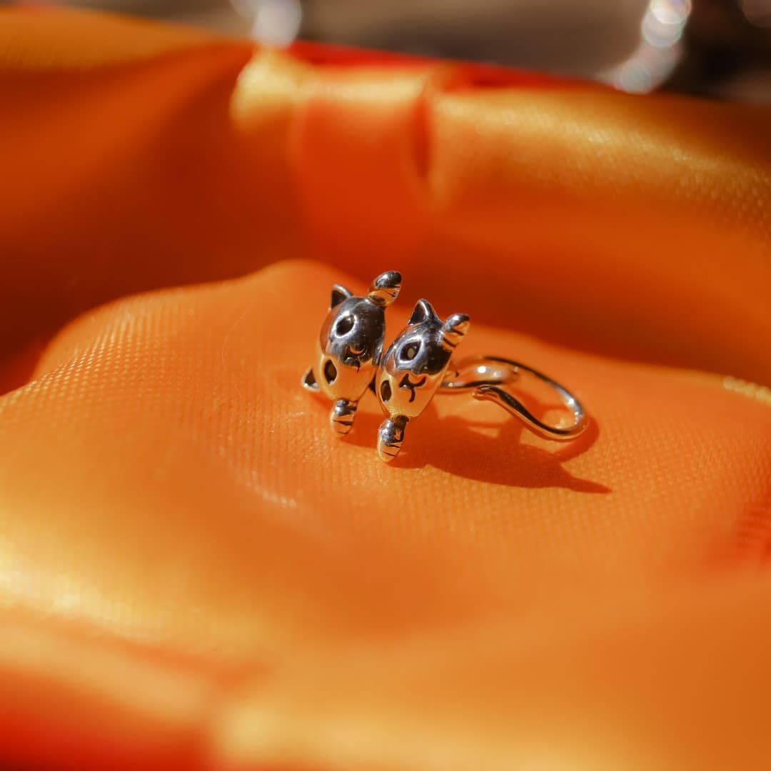 Kolczyki w kształcie  kotka ze srebra 925