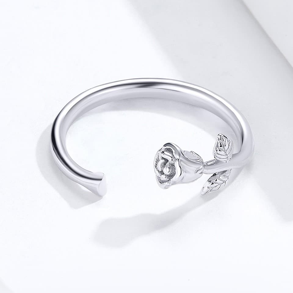 Pierścionek Róża srebro 925 platyna