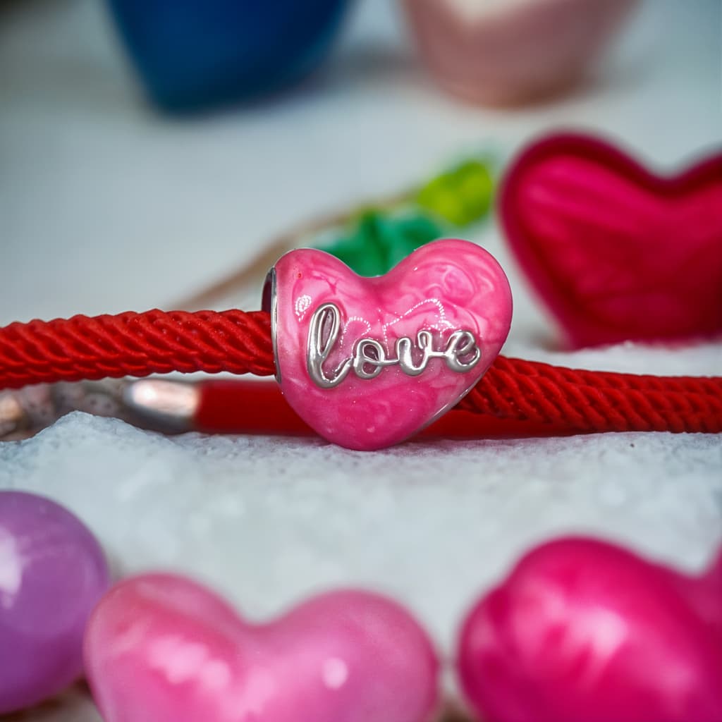 Charms RÓŻOWE LOVE  srebro 925 serce miłość walentynki kocham cię