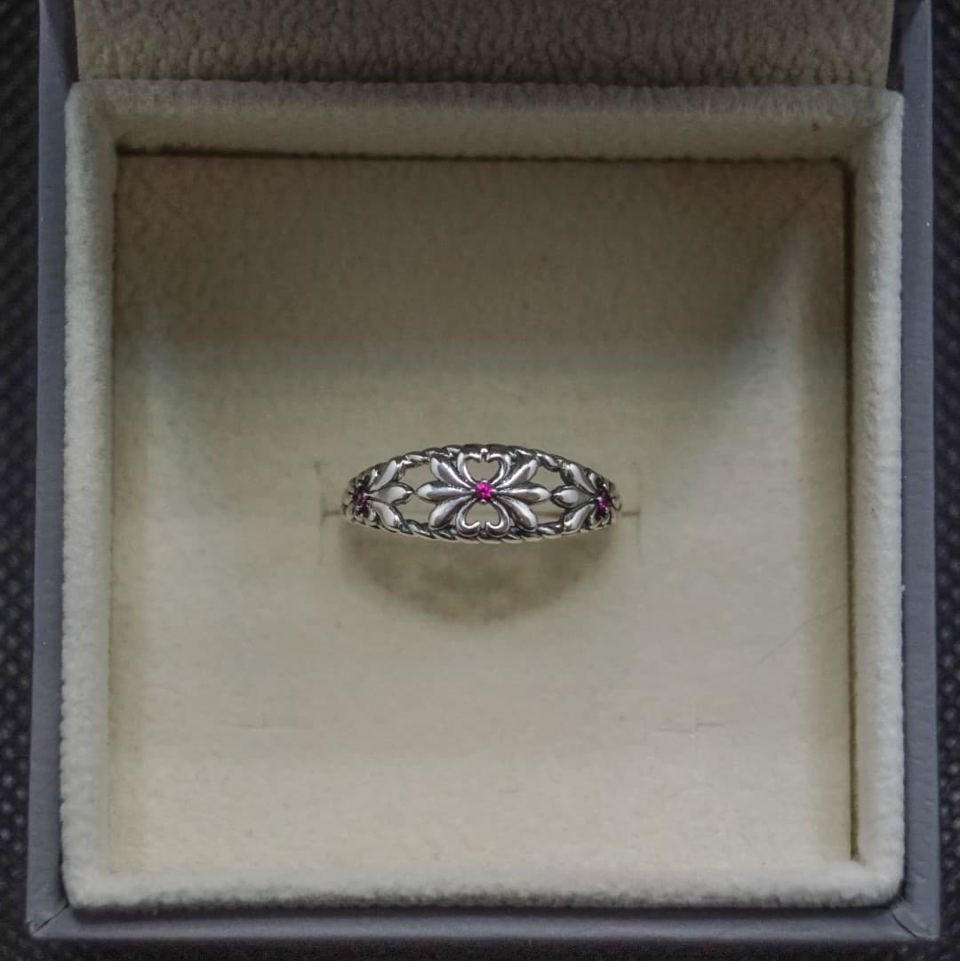 Antyczny pierścionek Kwiat Irys srebro 925