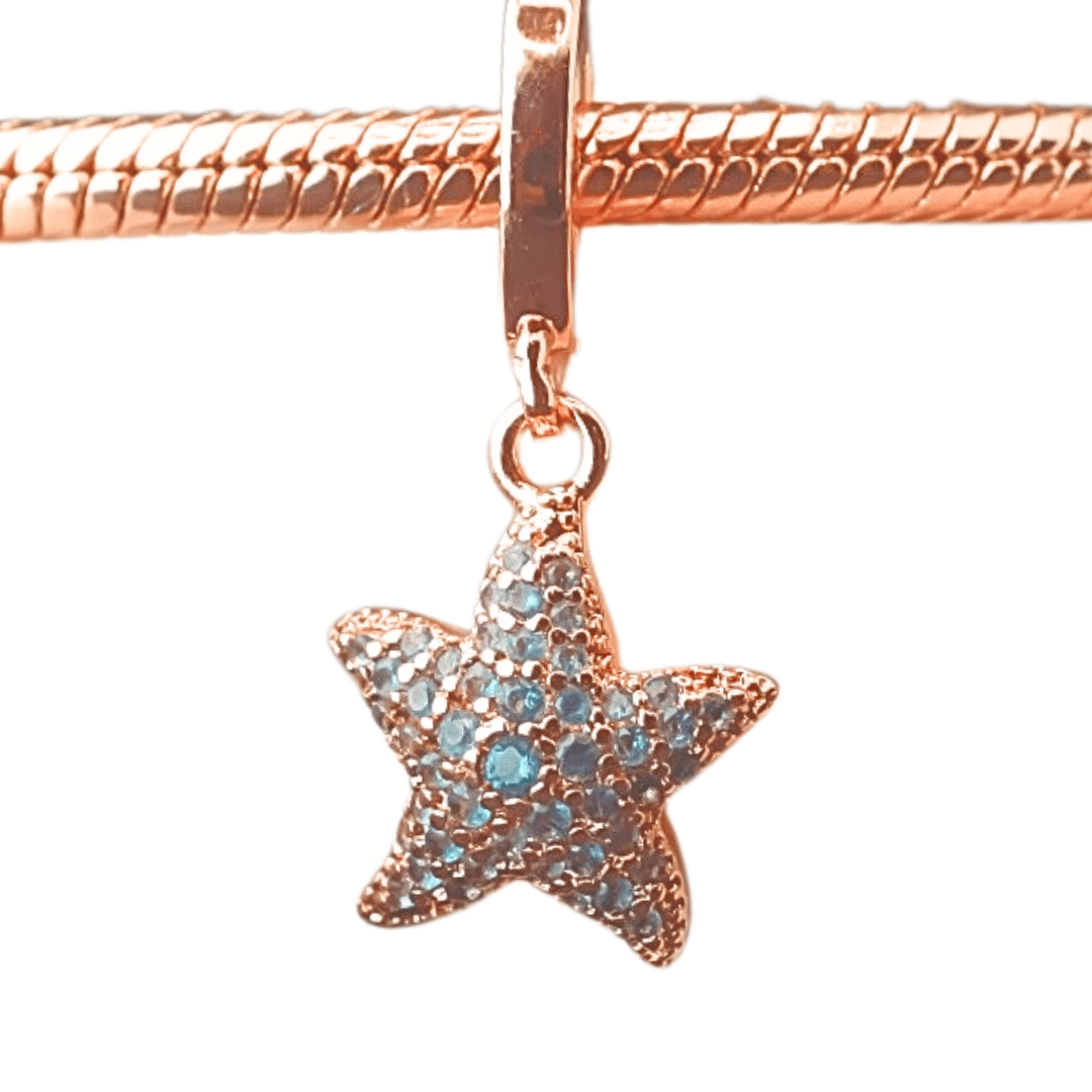Charms zawieszka Srebro 925 Rozgwiazda różowego złota rose gold