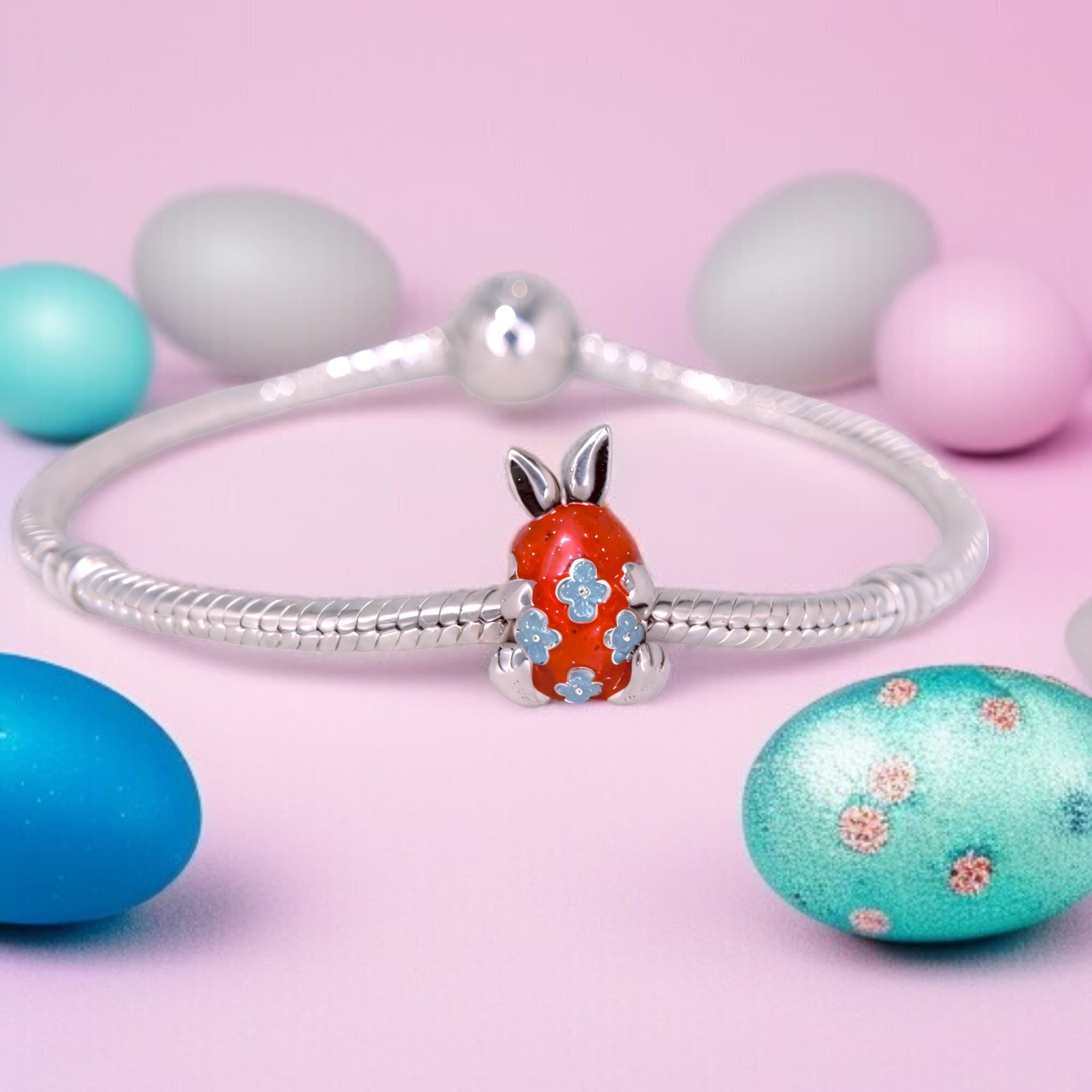 Charms Pisanka króliczka srebro 925 zawieszka