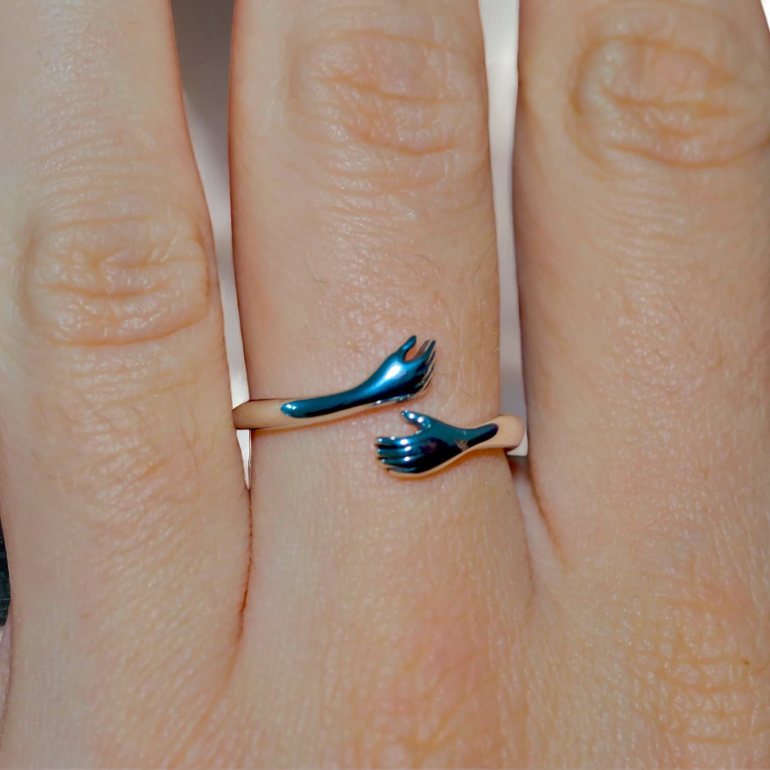 Pierścionek PRZYTULENIE srebro 925 przytul mnie Hug regulowany