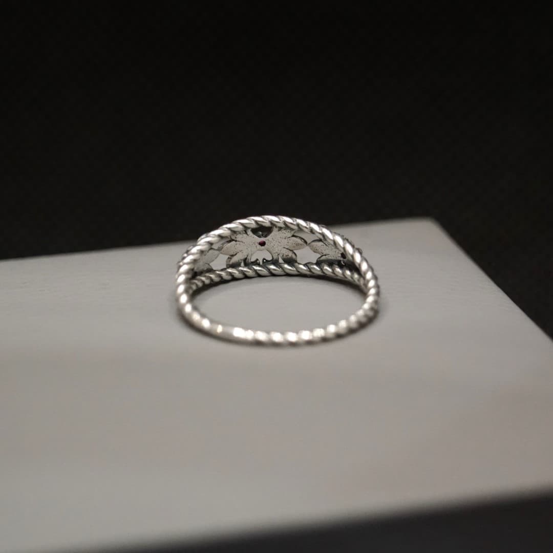 Antyczny pierścionek Kwiat Irys srebro 925