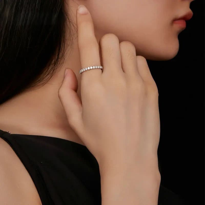 Pierścionek różowe złoto Moissanit srebro 925